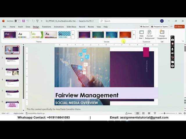 Shelly Cashman PowerPoint 365 | Module 1: SAM Project A Fairview Management