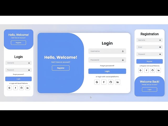 Responsive Login and Registration Form Using Html, CSS and JavaScript