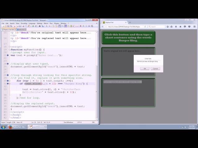 Find And Replace - HTML, CSS, JavaScript