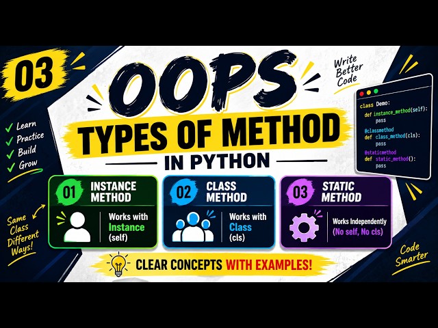 03. Python OOPs Made Easy  | Instance Method vs Class Method vs Static Method