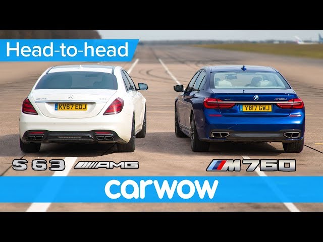 Mercedes-AMG S63 vs. BMW M760 - CARRERA DE ARRASTRE, CARRERA DE RODAMIENTO Y PRUEBA DE FRENOS | C...