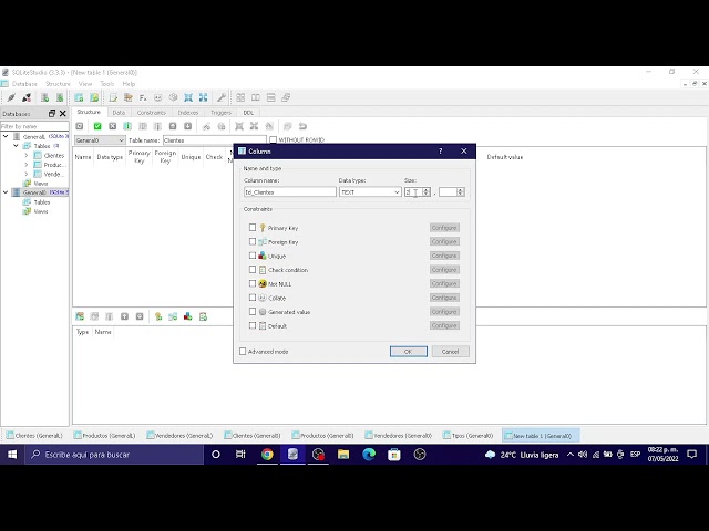Desarrollo de una base de datos en SqliteStudio