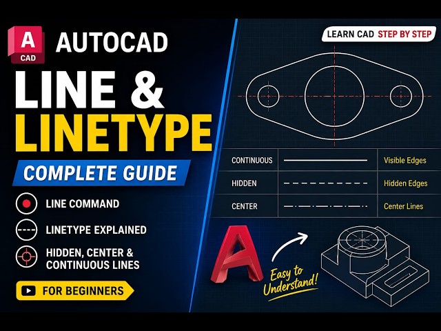 AutoCAD Line & Linetype Complete Guide | Learn Hidden, Center & Continuous Lines
