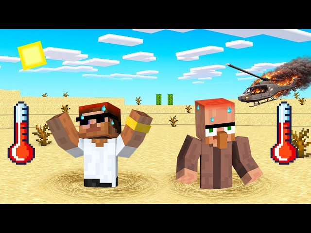 Surviving Helicopter Crash in Desert in Minecraft..