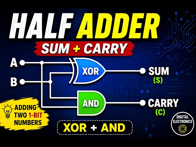 Half Adder | Digital Electronics | Truth Table, Logic Circuit & Boolean Expression