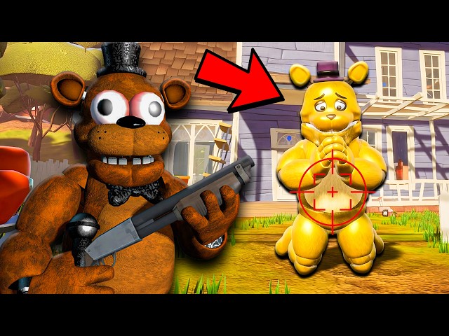 Freddy Plays - Hello Neighbor Running Fredbear Gun mod