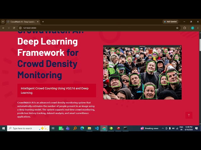 CrowdWatch AI Deep Learning Framework for Crowd Density Monitoring | python | Django | Deep Learning