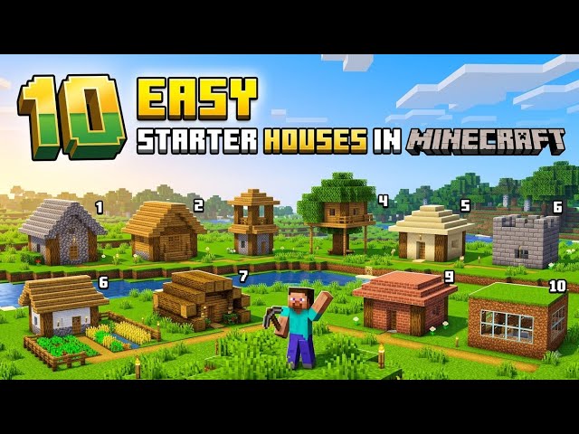 10 Easy starter houses in MINECRAFT (Tutorial)