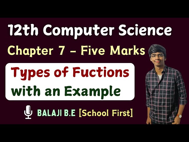 Different Types of Functions in Tamil | 12th Computer Science | Python | Chap 7 | Important Five ...