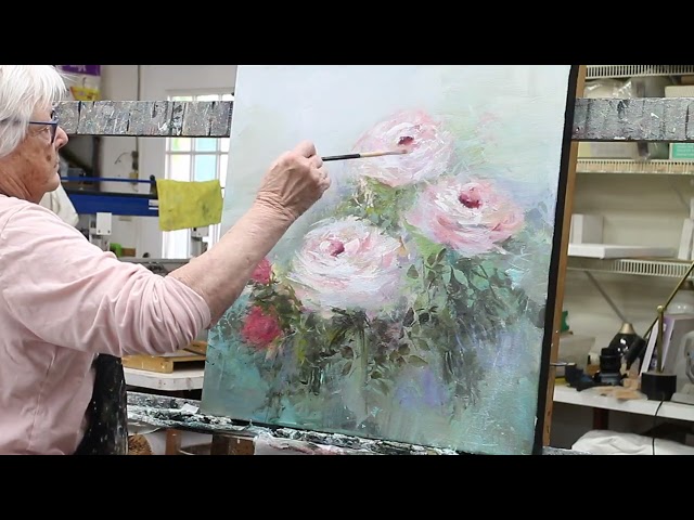Impressionist Rose Painting, art demo, art technique "shorts"