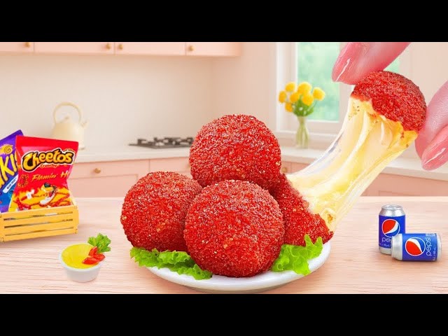 Best of Miniature Cooking 🧀 Crispy Fried Cheese Balls with Cheetos at Mini Kitchen