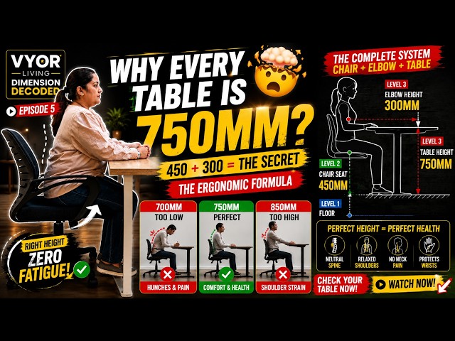 Why Every Table is 750MM? | The Ergonomic Formula Explained #InteriorDesign #TableHeight #HomeDesign
