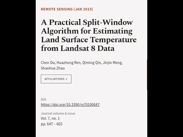 A Practical Split-Window Algorithm for Estimating Land Surface Temperature from Lands... | RTCL.TV