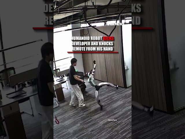 Robot kicks developer, knocking remote from his hand #shorts #breaking #foxnews #media #robot