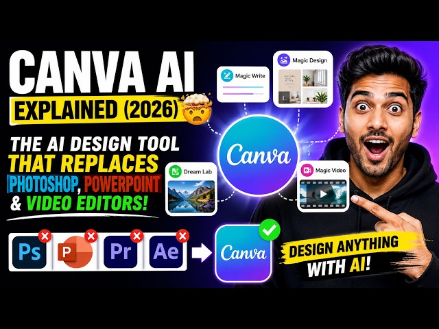 Canva AI Explained 2026 🤯 The AI Design Tool That Replaces Photoshop, PowerPoint & Video Editors!