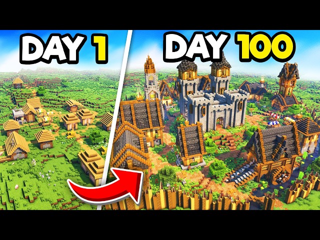 I Spent 100 Days TRANSFORMING A Plains Village In Minecraft Hardcore!