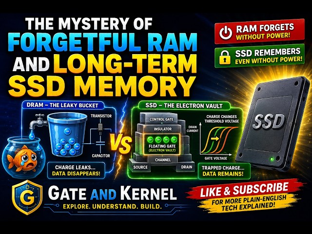 Why Does RAM Forget but SSD Remember? How NAND Flash Stores Data Without Power #SSD #DRAM #RAM #chip