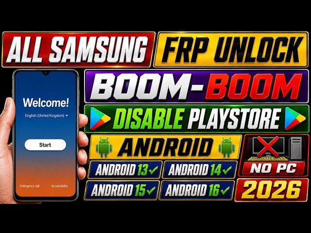 NEW Trick 2026 Samsung FRP Bypass Android 13-14-15-16 Without PC | PlayStore Disabled