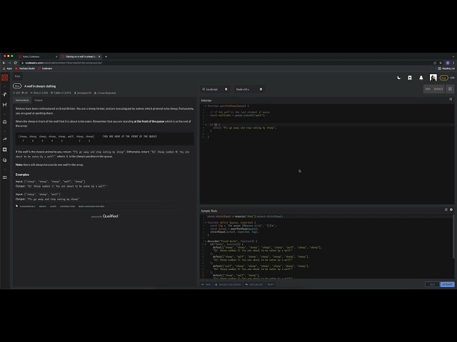 Codewars JS Solution - A wolf in sheep's clothing  - 8kyu