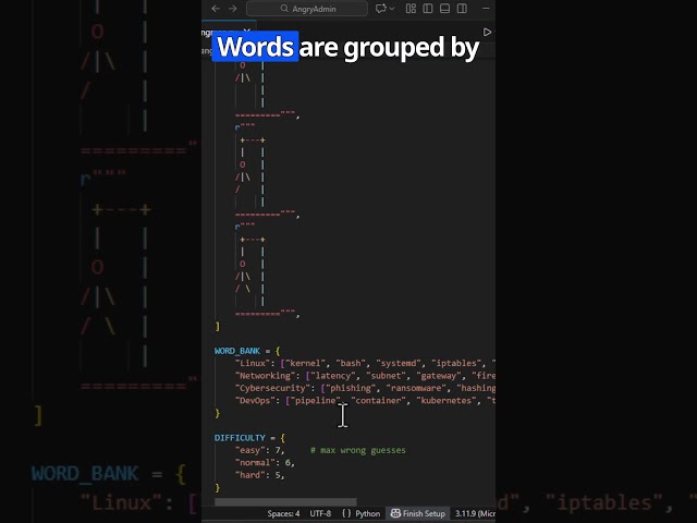 I Built Hangman in Python (Part 1) — Project Structure, Data & Game Design #coding #python