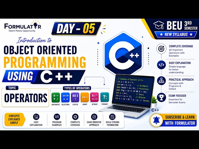 Day-05 Operators C++ Object Oriented Programming BEU 3rd Semester New Syllabus