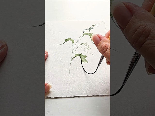 How to paint a curved leaf with watercolor #shorts #watercolor #painting