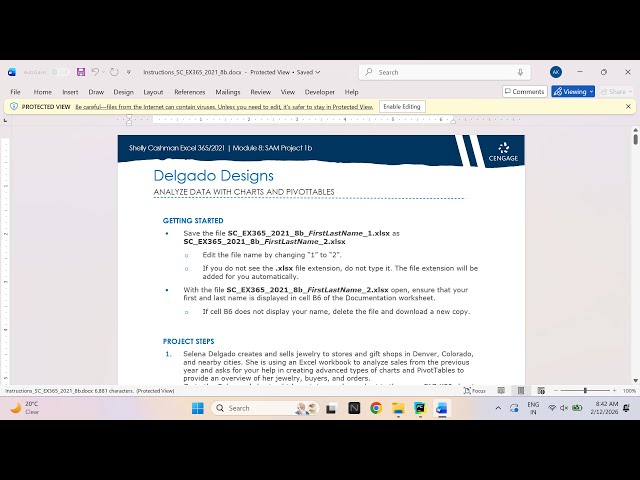 Shelly Cashman Excel 365/2021 | Module 8: SAM Project 1b Delgado Designs