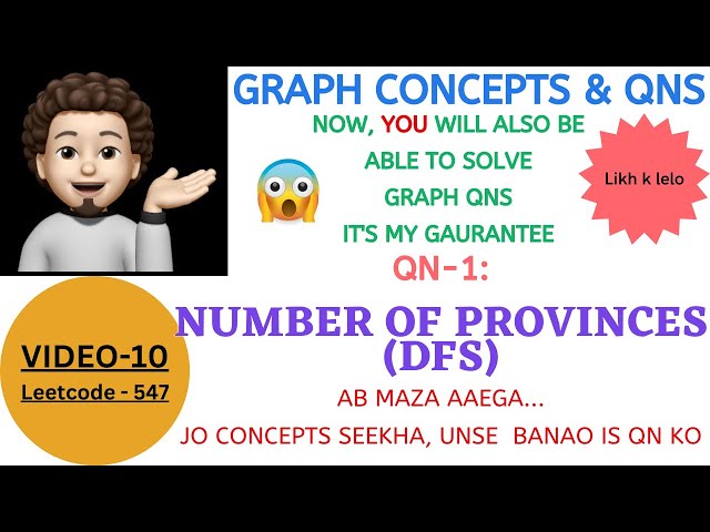Number of Provinces - (Google, Microsoft,Amazon) | DFS | Graph Concepts & Qns - 10 |Explanation-Code