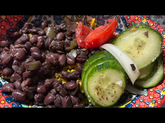 How to Make Black Beans Taste Delicious (Oil-Free, Plant-Based) rice, salad Bettye’s Cooking Channel