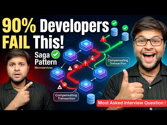 Saga Design Pattern in Microservices 🔥Managing Distributed Transactions✅Most Ask Interview Question