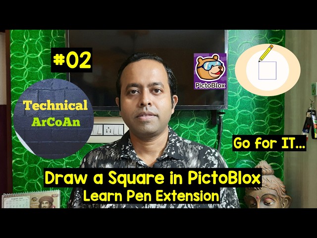 Draw a Square in PictoBlox (Part-2) | PictoBlox Pen Extension | Learn Block Coding  #pictoblox