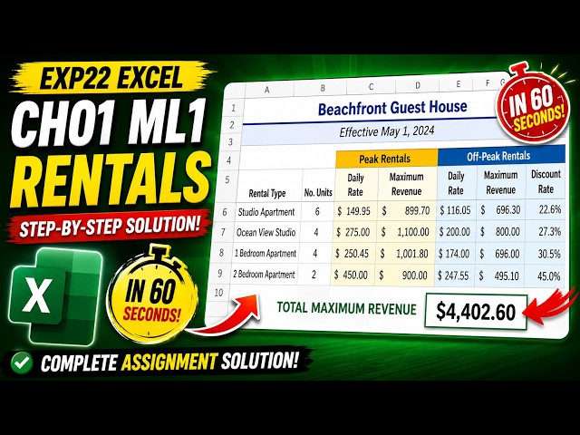 Exp22 Excel Ch 1 ML1 Rentals | Step-by-Step 2026