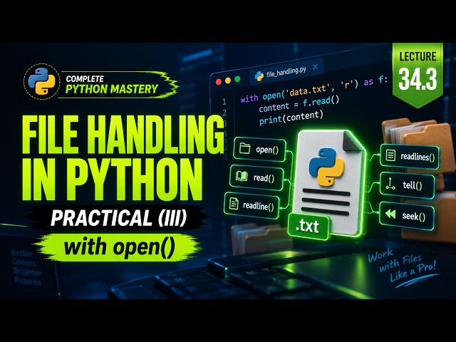 Complete Python Mastery | Lecture 36 — with open() & Better File Handling