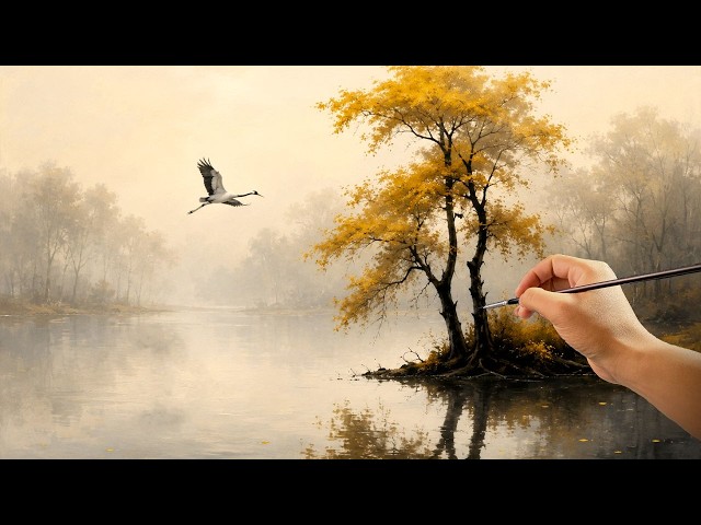 😱 Can Beginners Really Paint This Beautiful Autumn Lake? | Easy Acrylic Painting Tutorial | #0134