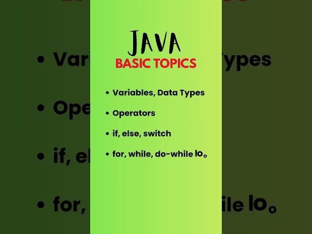 Variables | Data Types | Operators | Loops | Arrays | Methods #java #javabasics #learnjava