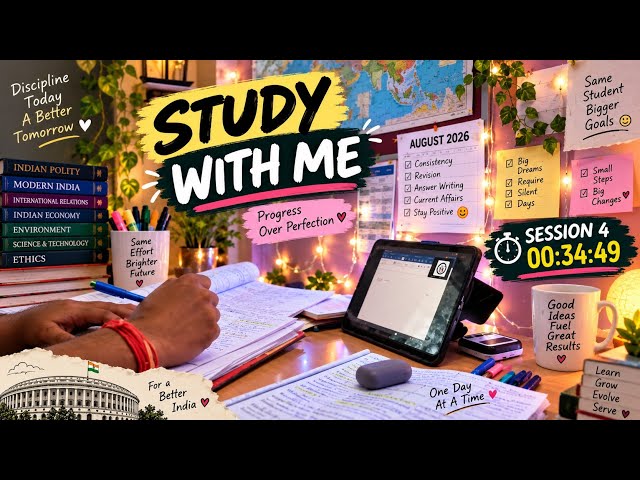 INTEGRATED PREP (PRE + MAINS) 13/130  🙌 Study With Me 📝:pomodaro session: Focused mode 📚