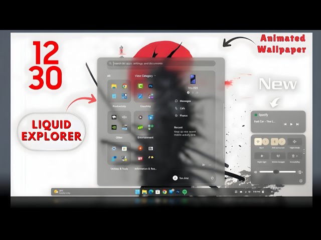 New Glass Taskbar & Start Menu for Windows 10/11 + Live Wallpaper Upgrade