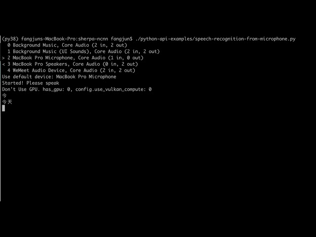 Real-time speech recognition with next-gen Kaldi (sherpa-ncnn Python API)