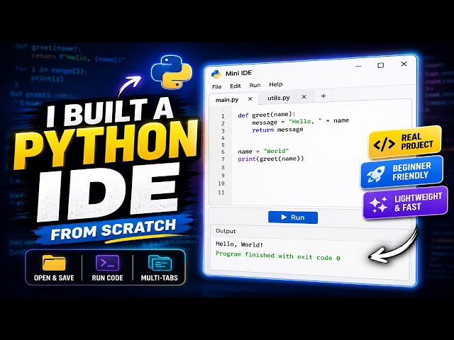 Mini Python IDE in 100 Lines (Run Code, Tabs, File System)