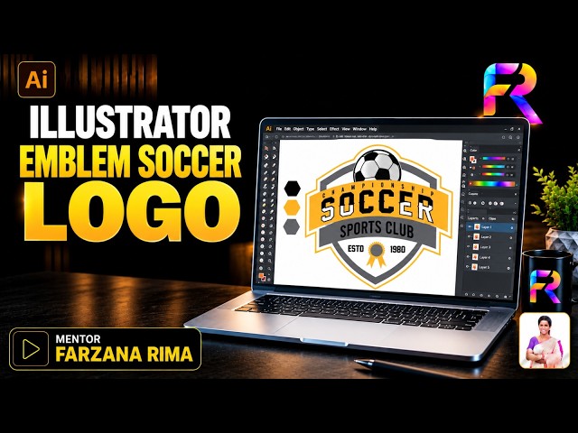 Emblem Soccer Logo Design in Adobe Illustrator | Football Club Logo Design | FarzanaGFX