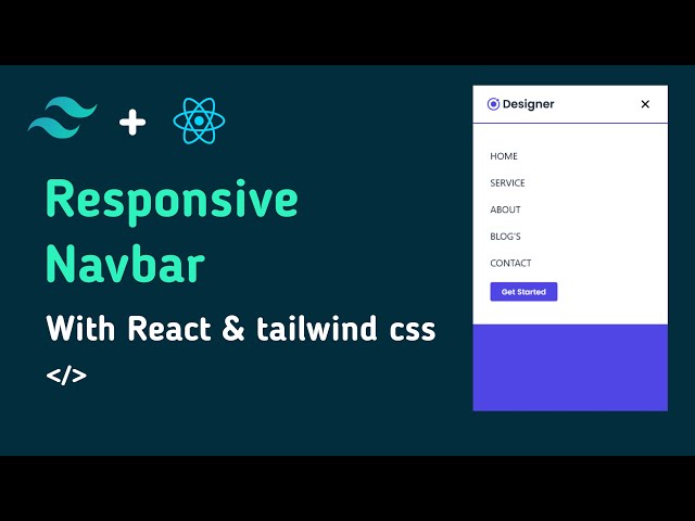 How to make a responsive navbar with react js and tailwind css | React js and tailwind css tutorial