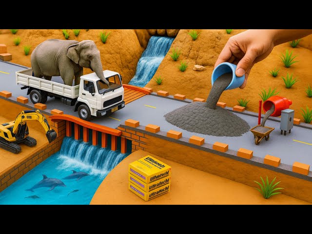 DIY Mini Truck Builds Strong Cement Bridge | Creative Engineering Construction Project