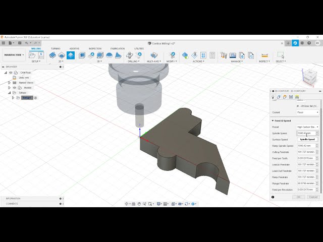 Contour Milling Operation on Autodesk Fusion 360 - Manufacturing