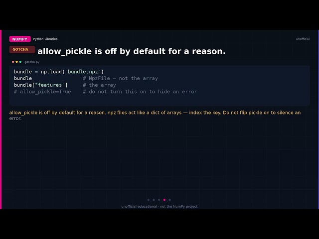 numpy.load: read .npy / .npz back