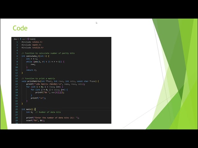 Generate Generator & Parity Check Matrices in C | Hamming Code Explained with Full Program
