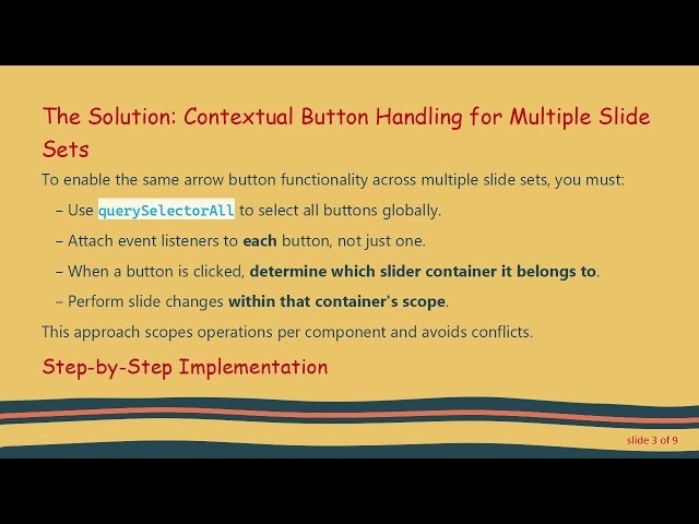 How to Apply Slide Navigation Functionality to Multiple Sets of Buttons Using querySelectorAll
