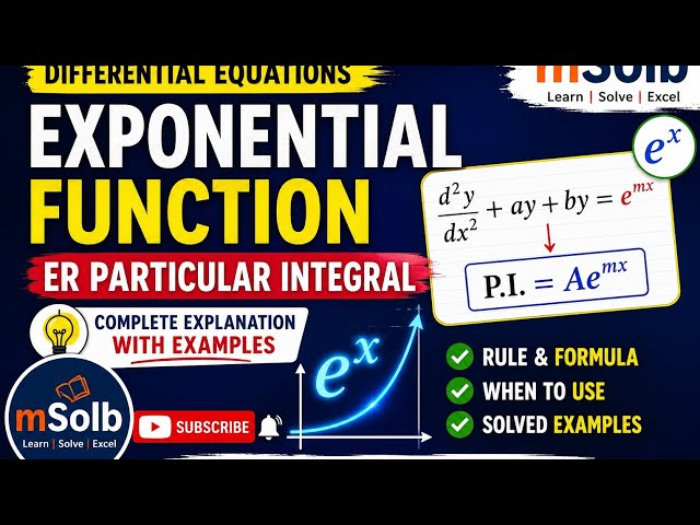 Particular Integral of Exponential Function | P.I. of e^3x | Differential Equation | mSolb