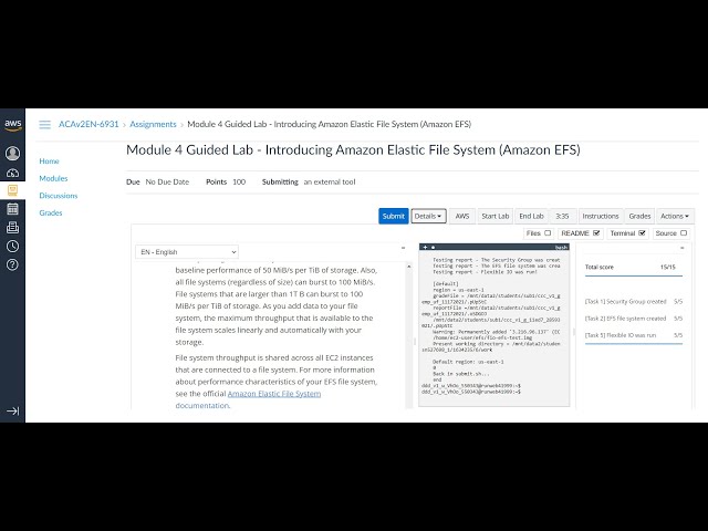 Module 4 Guided Lab   Introducing Amazon Elastic File System Amazon EFS Part 1