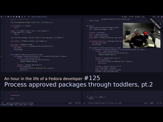 An hour in the life of a Fedora developer #125