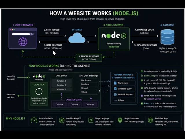 Node.js Tutorial Node.js Unlocked: Powering Websites & Beyond|How a website work?How to Run Node.js